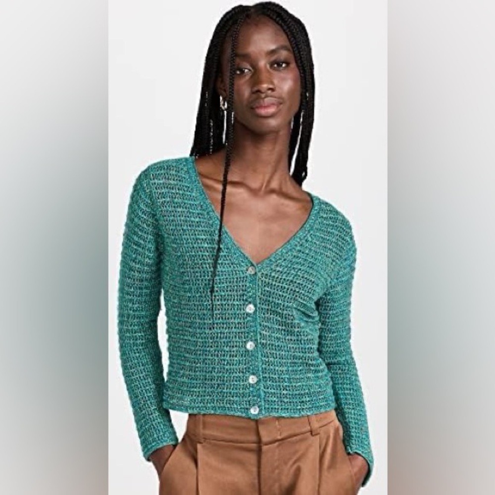 Vince Teal Button-Up Cardigan
